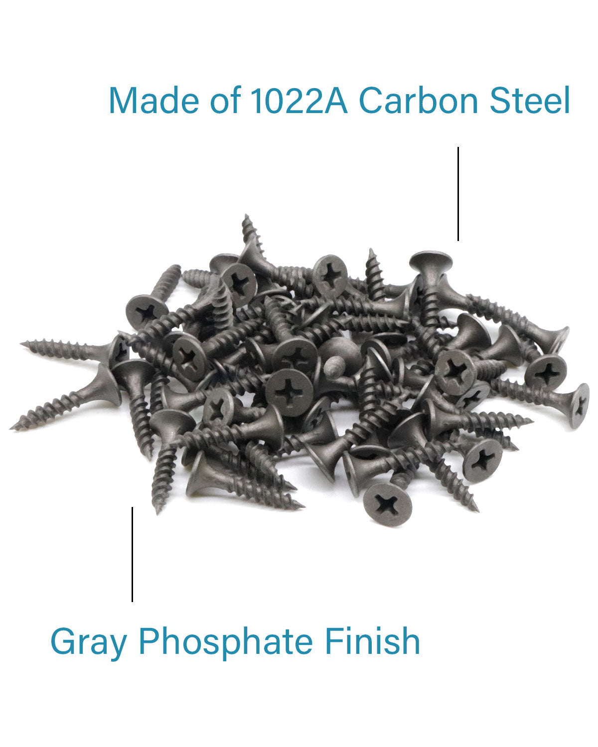 IMScrews 200pcs #6x3/4" Flat Head Phillips Drywall Screws Fine Thread Sharp Point Wood Screw, Carbon Steel 1022A, Gray Phosphate