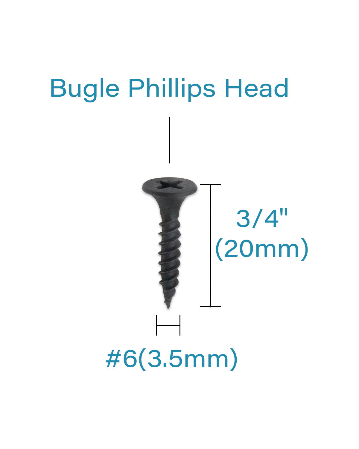 IMScrews 200pcs #6 x 3/4" Flat Head Phillips Drywall Screws Fine Thread Sharp Point Wood Screw, Carbon Steel 1022A, Black Phosphate