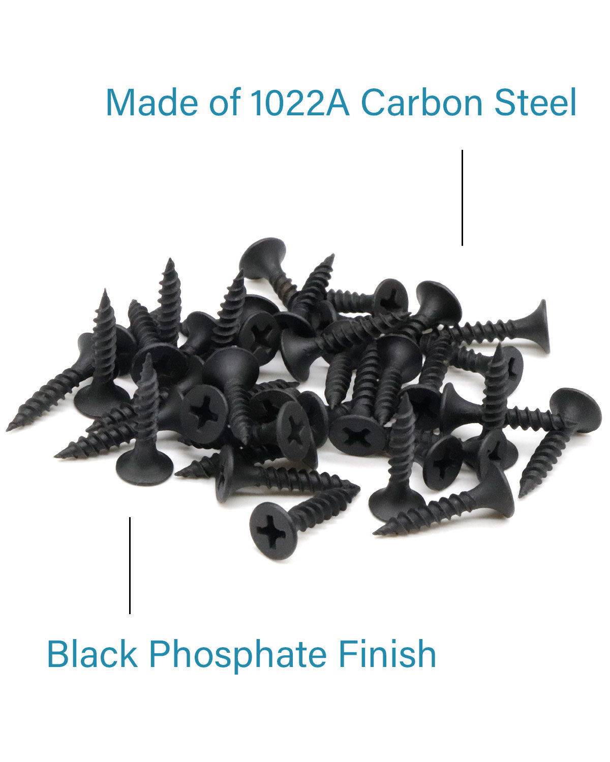 IMScrews 200pcs #6 x 3/4" Flat Head Phillips Drywall Screws Fine Thread Sharp Point Wood Screw, Carbon Steel 1022A, Black Phosphate