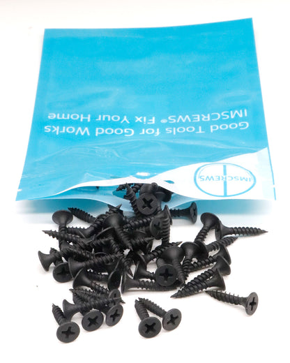 IMScrews 200pcs #6 x 3/4" Flat Head Phillips Drywall Screws Fine Thread Sharp Point Wood Screw, Carbon Steel 1022A, Black Phosphate