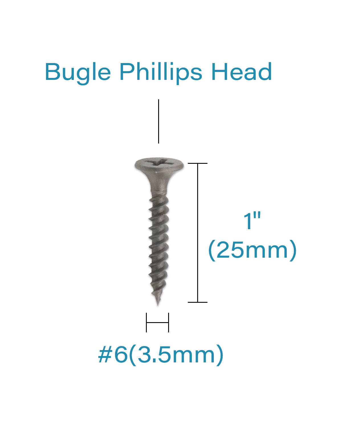 Flat Head Wood Screws, 100pcs #6 x 1 Inch Phillips Drywall Screws with Fine Thread, Self Tapping Screws for Metal, Sheet Rock, Timber, Outdoor Indoor Use, Carbon Steel Gray Phosphate by IMSCREWS