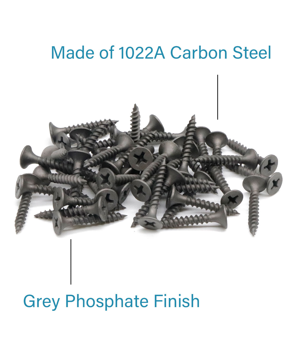 Flat Head Wood Screws, 100pcs #6 x 1 Inch Phillips Drywall Screws with Fine Thread, Self Tapping Screws for Metal, Sheet Rock, Timber, Outdoor Indoor Use, Carbon Steel Gray Phosphate by IMSCREWS