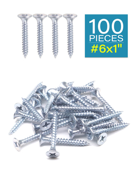 IMScrews 100шт #6x1" Шурупы для гипсокартона с плоской головкой Phillips с тонкой резьбой и острым концом Шуруп по дереву, углеродистая сталь 1022A, оцинкованный