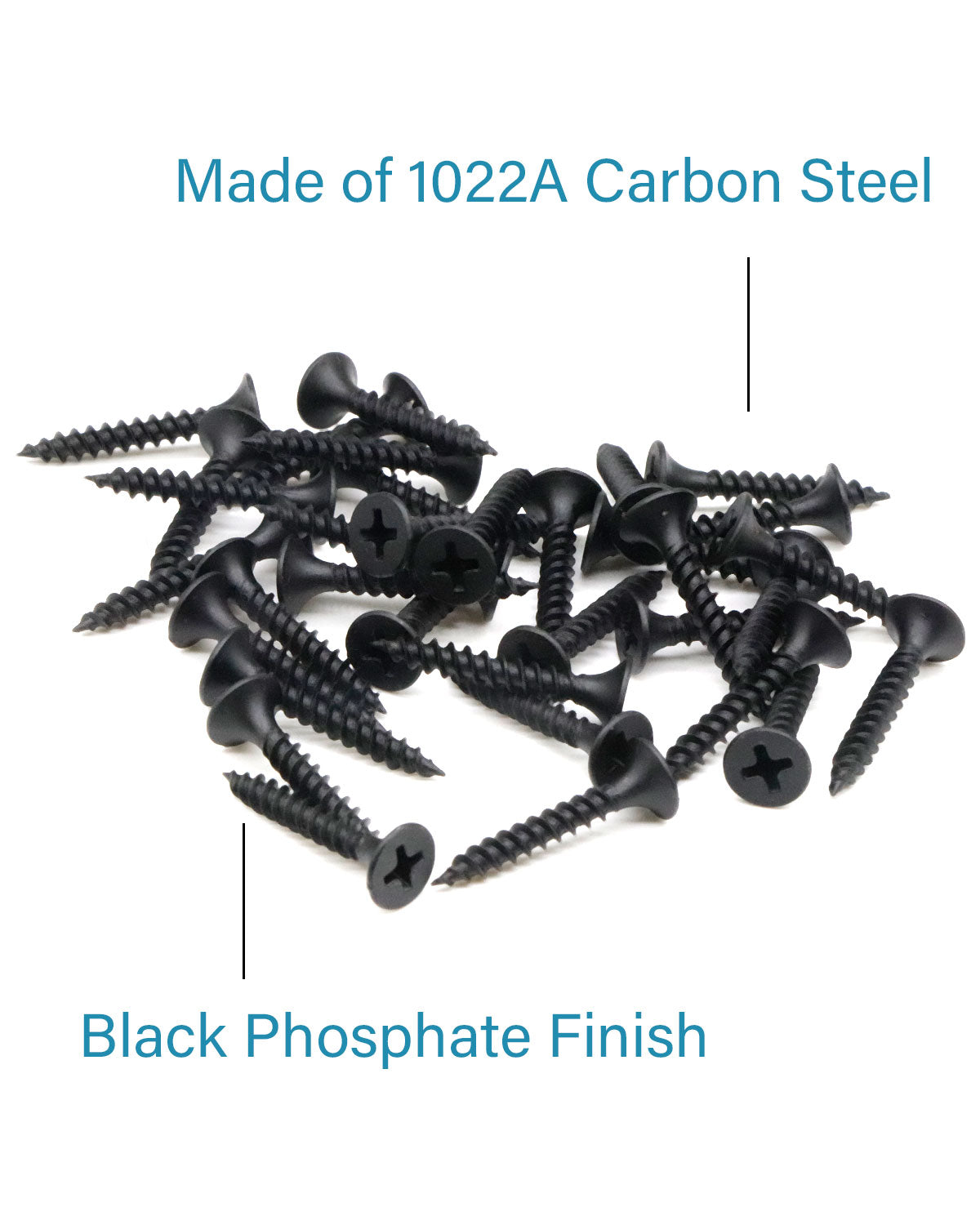 IMSCREWS Black Wood Screws, 200pcs #6 x 1" Flat Head Phillips Drywall Screws with Fine Thread, Self-Tapping Screws for Metal, Sheet Rock, Timber, Outdoor Indoor Use