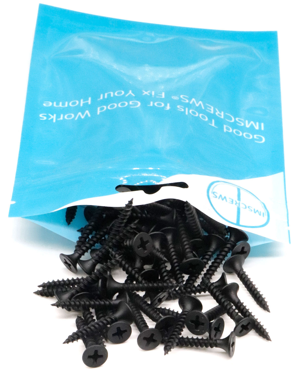 IMSCREWS Black Wood Screws, 200pcs #6 x 1" Flat Head Phillips Drywall Screws with Fine Thread, Self-Tapping Screws for Metal, Sheet Rock, Timber, Outdoor Indoor Use
