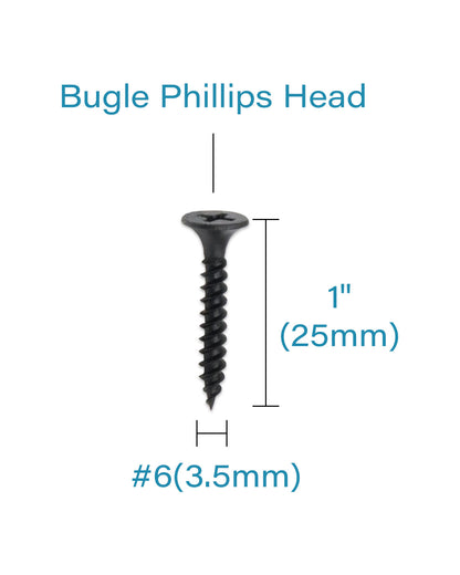 IMScrews 100pcs #6 x 1" Flat Head Phillips Drywall Screws Fine Thread Sharp Point Wood Screw, Carbon Steel 1022A, Black Phosphate