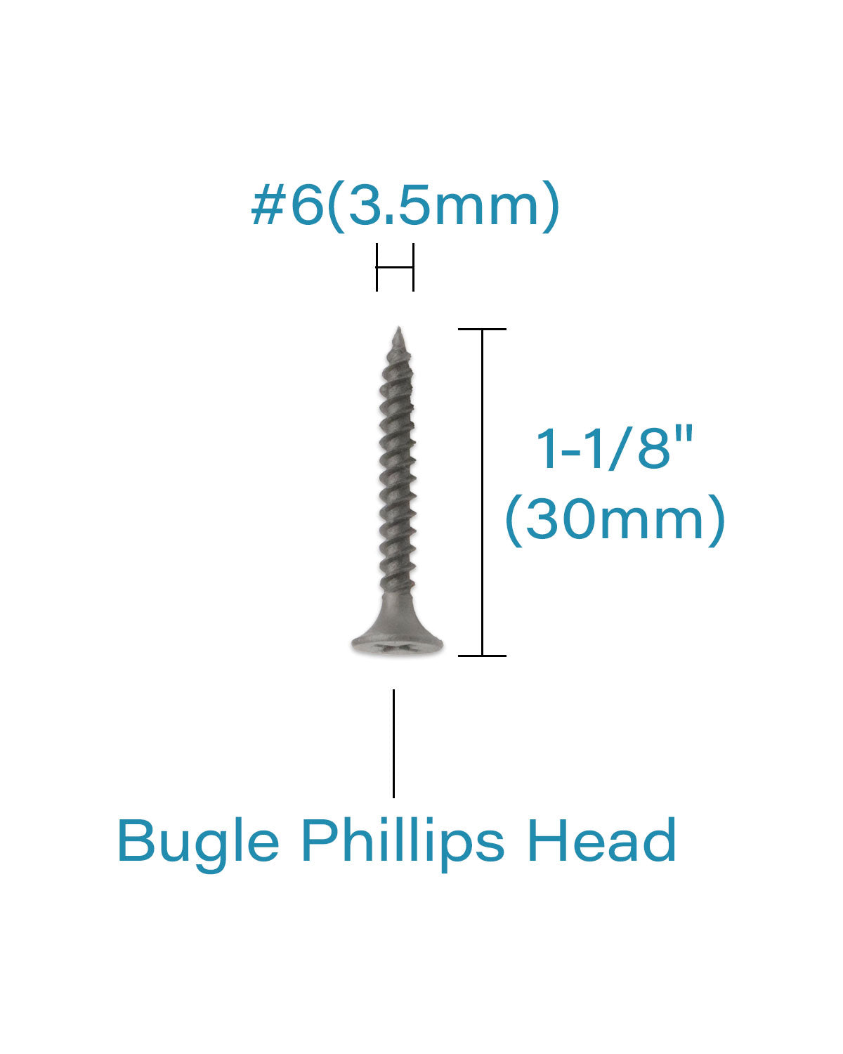 IMScrews 100pcs #6 x 1-1/8" Flat Head Phillips Drywall Screws Fine Thread Sharp Point Wood Screw, Carbon Steel 1022A, Gray Phosphate