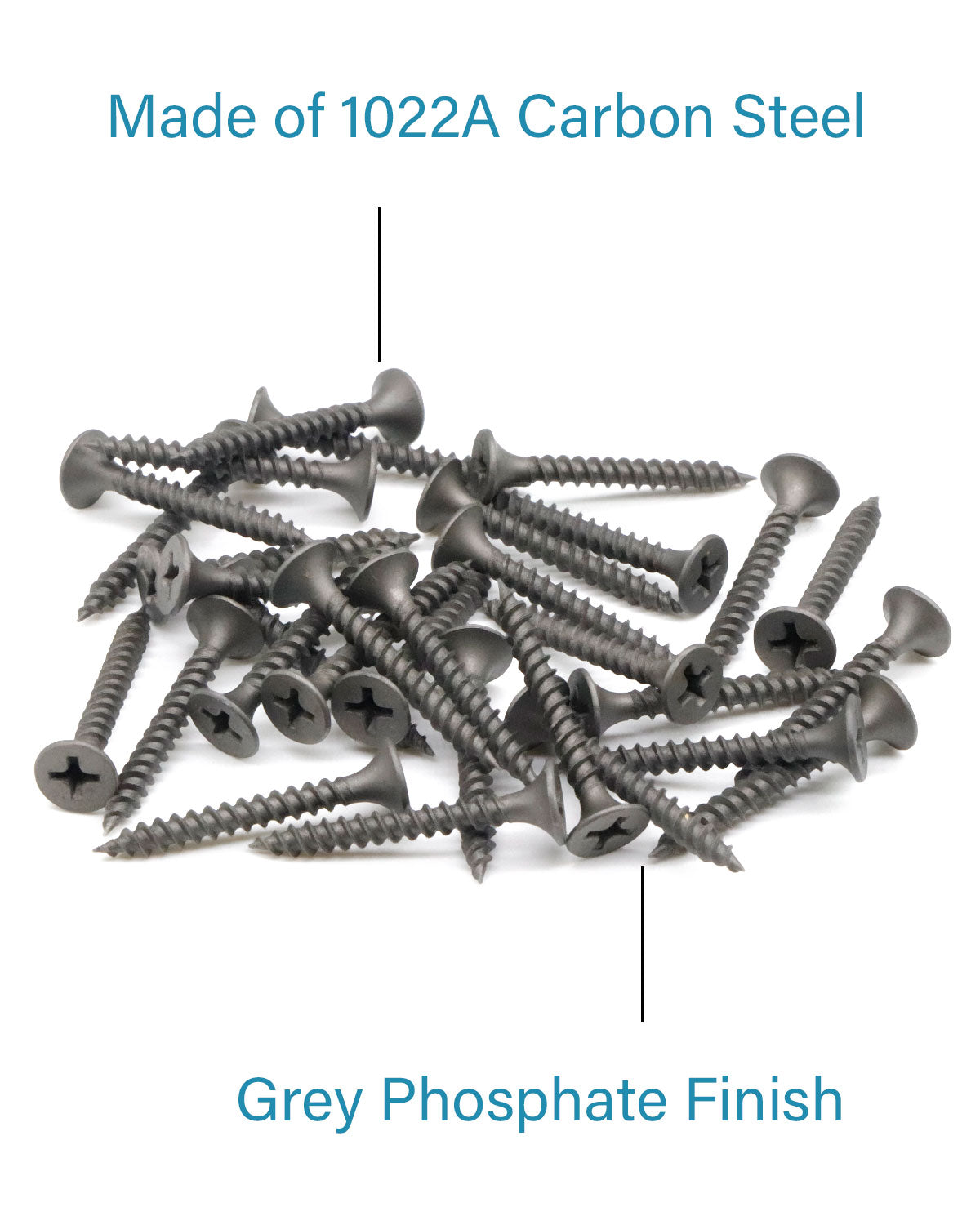 IMScrews 100pcs #6 x 1-1/8" Flat Head Phillips Drywall Screws Fine Thread Sharp Point Wood Screw, Carbon Steel 1022A, Gray Phosphate