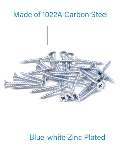 IMScrews 200pcs #6 x 1-1/8" Flat Head Phillips Drywall Screws Fine Thread Sharp Point Wood Screw, Carbon Steel 1022A, Zinc Coated