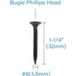 200PCS #6 x 1-1/4 Inch Black Drywall Screws, Flat Head Phillips Wood Screws, Sheetrock Screws with Fine Thread Phosphate, Self Tapping Screws for Metal, Drywall, Wooden, Outdoor and Indoor by IMSCREWS