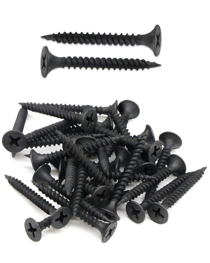 IMSCREWS Black #6 x 1-1/4 Inch Drywall Screws, Flat Head Phillips Wood Screws 100pcs, Sheetrock Screws with Fine Thread Phosphate, Self Tapping Screws for Metal, Drywall, Wooden, Outdoor and Indoor