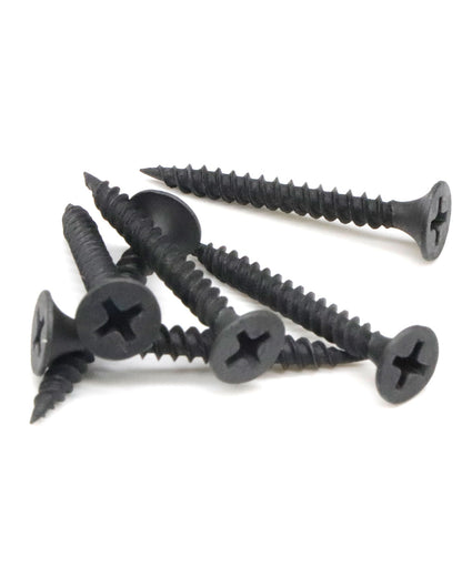 IMScrews 200шт #6 x 1-3/8" Шурупы для гипсокартона с плоской головкой и крестообразным шлицем Шуруп с тонкой резьбой и острым концом, углеродистая сталь 1022A, черный фосфат