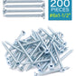 IMScrews 200pcs #6x1-1/2" Flat Head Phillips Drywall Screws Fine Thread Sharp Point Wood Screw Assortment Kit, Carbon Steel 1022A, Zinc Coated