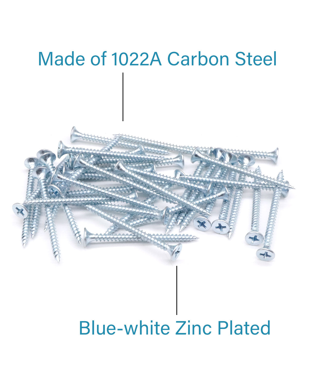IMScrews 200pcs #6x1-1/2" Flat Head Phillips Drywall Screws Fine Thread Sharp Point Wood Screw Assortment Kit, Carbon Steel 1022A, Zinc Coated