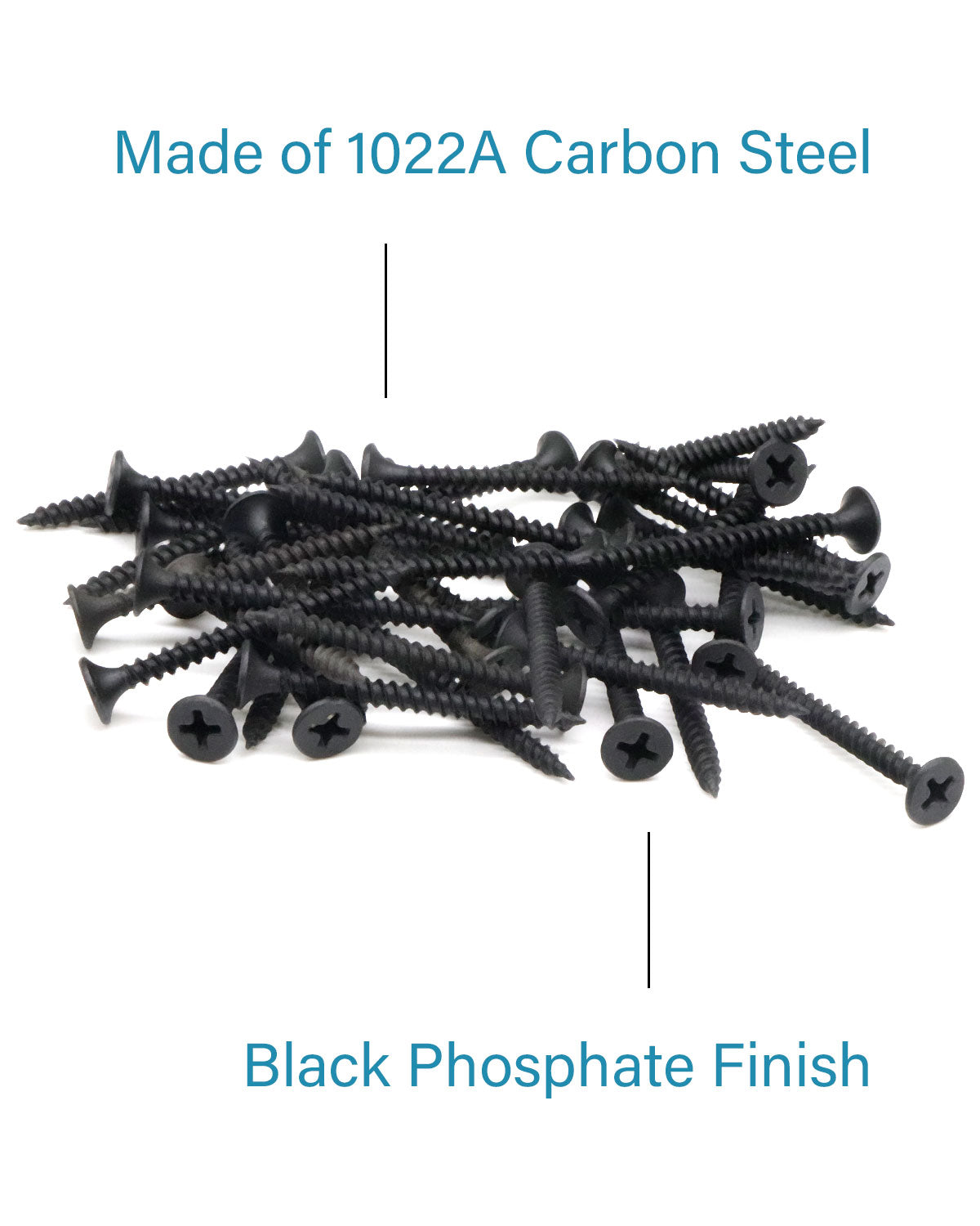 IMScrews 200pcs #6x1-1/2" Flat Head Phillips Drywall Screws Fine Thread Sharp Point Wood Screw, Carbon Steel 1022A, Black Phosphate