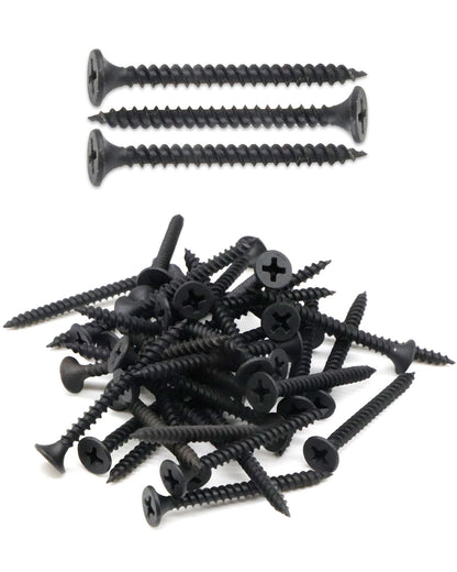 IMScrews 200шт #6 x 1-3/4" Шурупы для гипсокартона с плоской головкой и крестообразным шлицем Шуруп с тонкой резьбой и острым концом, углеродистая сталь 1022A, черный фосфат