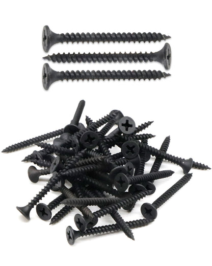 IMScrews 100pcs #7 x 1-1/2" Flat Head Phillips Drywall Screws Fine Thread Sharp Point Wood Screw, Carbon Steel 1022A, Black Phosphate