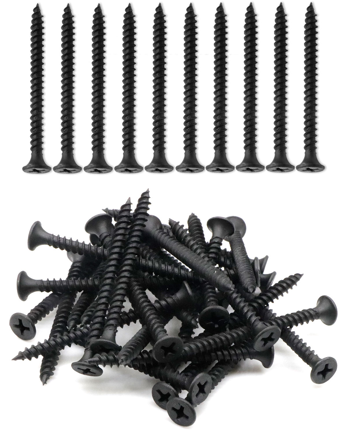 IMScrews 50шт #7x1-3/4" Шурупы для гипсокартона с плоской головкой и крестообразным шлицем Шуруп с тонкой резьбой и острым концом, углеродистая сталь 1022A, черный фосфат