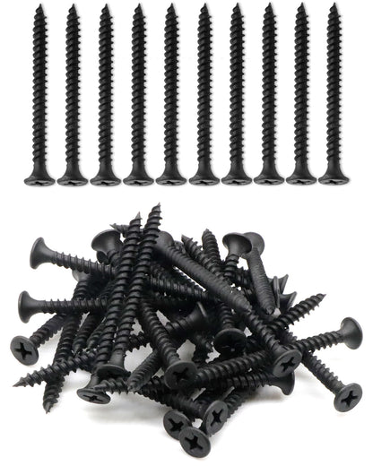 IMScrews 50шт #7x1-3/4" Шурупы для гипсокартона с плоской головкой и крестообразным шлицем Шуруп с тонкой резьбой и острым концом, углеродистая сталь 1022A, черный фосфат