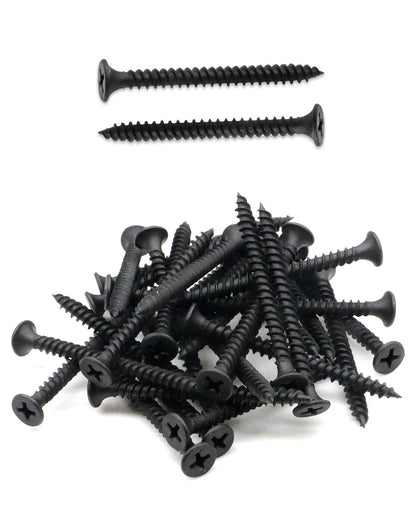 IMScrews 100pcs #7 x 1-3/4" Flat Head Phillips Drywall Screws Fine Thread Sharp Point Wood Screw, Carbon Steel 1022A, Black Phosphate