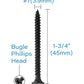 IMScrews 100pcs #7 x 1-3/4" Flat Head Phillips Drywall Screws Fine Thread Sharp Point Wood Screw, Carbon Steel 1022A, Black Phosphate