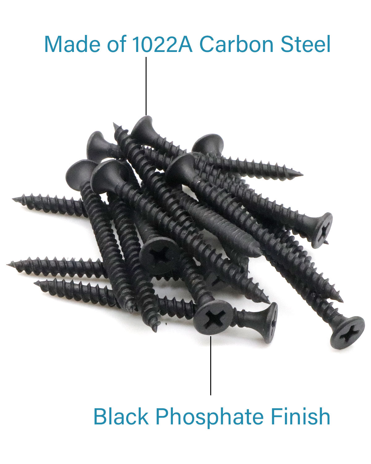 IMScrews 50pcs #8x2" Flat Head Phillips Drywall Screws Fine Thread Sharp Point Wood Screw Assortment Kit, Carbon Steel 1022A, Black Phosphate