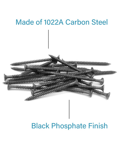 IMScrews 50pcs #8x2-3/8" Flat Head Phillips Drywall Screws Fine Thread Sharp Point Wood Screw Assortment Kit, Carbon Steel 1022A, Black Phosphate