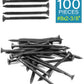 IMScrews 100шт #8x2-3/8" Шурупы для гипсокартона с плоской головкой и крестообразным шлицем. Набор шурупов для дерева с тонкой резьбой и острым концом, углеродистая сталь 1022A, черный фосфат.