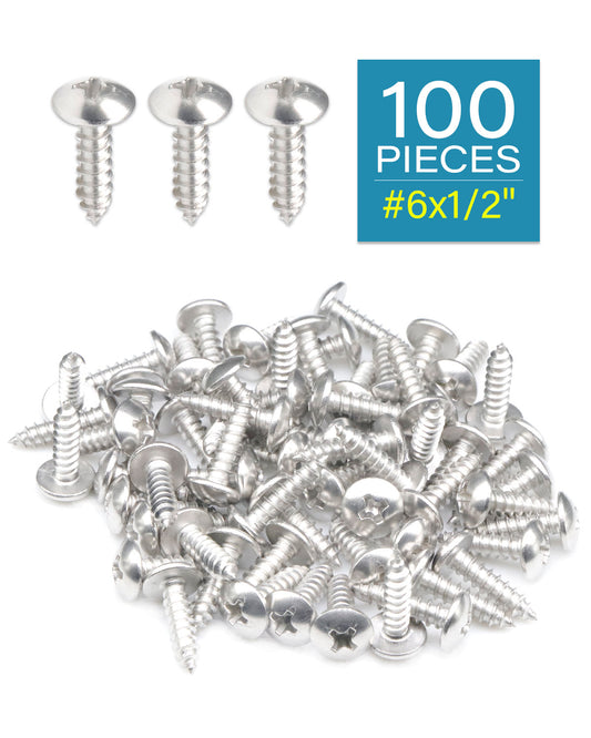 IMScrews 100 шт. #6 x 1/2 дюйма (12 мм) шурупы с крестообразной головкой для дерева, сверхмощные шурупы из нержавеющей стали 18-8 (304)