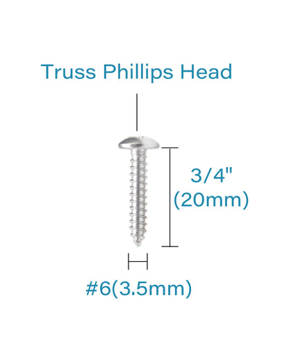 IMScrews 100 Qty #6 x 3/4"(20mm) Truss 304 Stainless Phillips Head Wood Screws