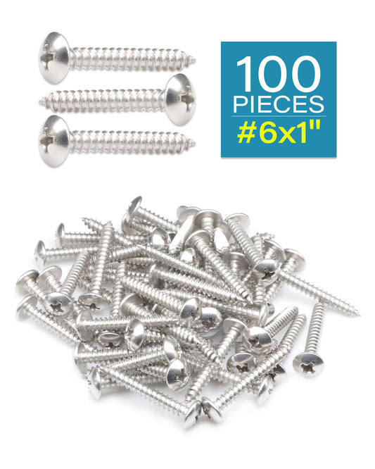 IMScrews #6 x 1 "(25 мм) 100 шт., нержавеющая сталь 304 с крестообразной головкой, саморезы для листового металла, ассортиментный набор