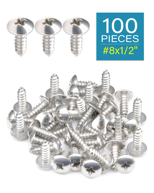 IMScrews 100 шт. # 8 x 1/2 дюйма (13 мм) шурупы с крестообразной головкой для дерева, сверхмощные шурупы из нержавеющей стали 18-8 (304)