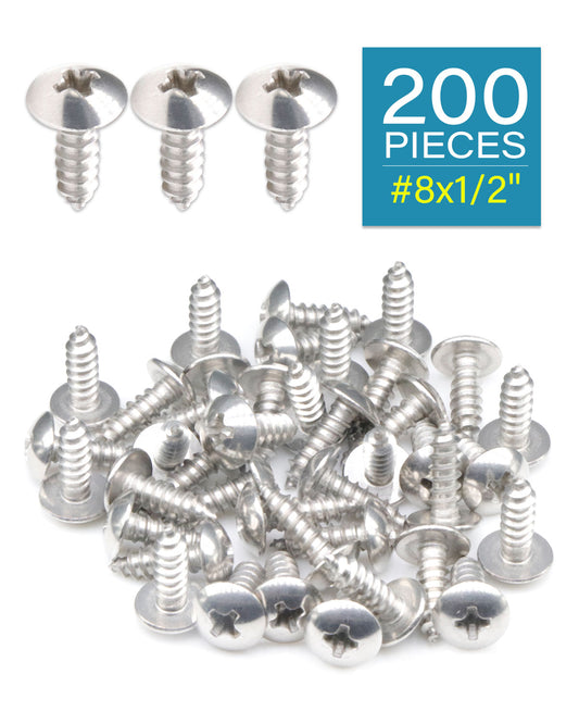 IMScrews 200 шт. # 8 x 1/2 дюйма (13 мм) шурупы с крестообразной головкой для дерева, сверхмощные шурупы из нержавеющей стали 18/8 (304)