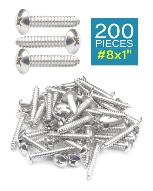 IMScrews #8 x 1 "(25 мм) 200 шт., нержавеющая сталь 304 Phillips с ферменной головкой, саморезы для листового металла, ассортиментный набор