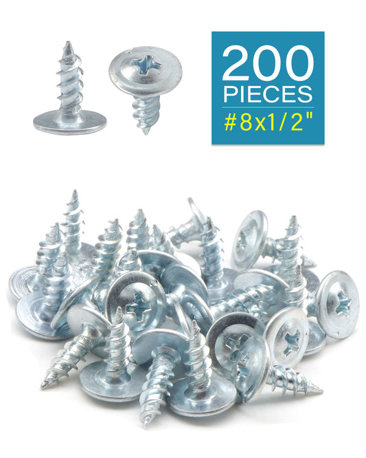Шурупы по дереву #8 x 1/2 дюйма, 200 шт., саморезы с модифицированной ферменной головкой, цинковая стандартная резьба для работ по дереву, МДФ