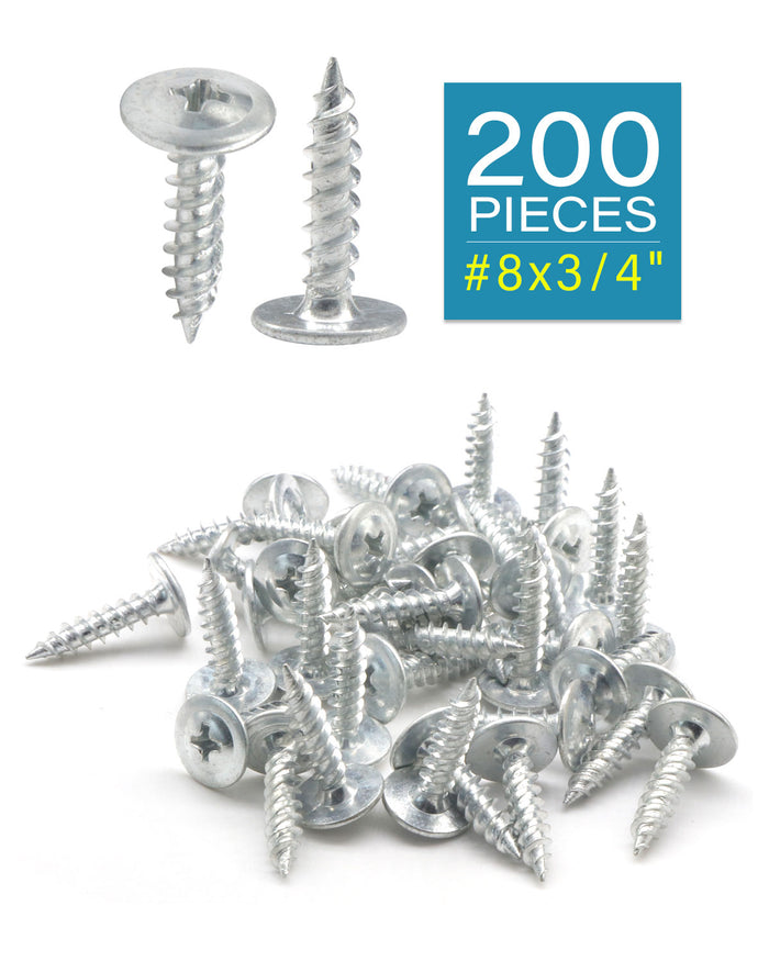 IMScrews 200pcs #8 x 3/4" Truss Head Screws Standard Thread Self Tapping Screws Wood Work MDF Zinc - IMSCREWS