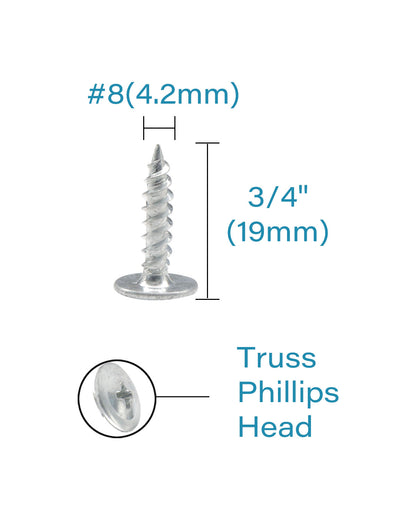 IMScrews 100pcs #8 x 3/4" Truss Head Screws Standard Thread Self Tapping Screws Wood Work MDF Zinc Plated