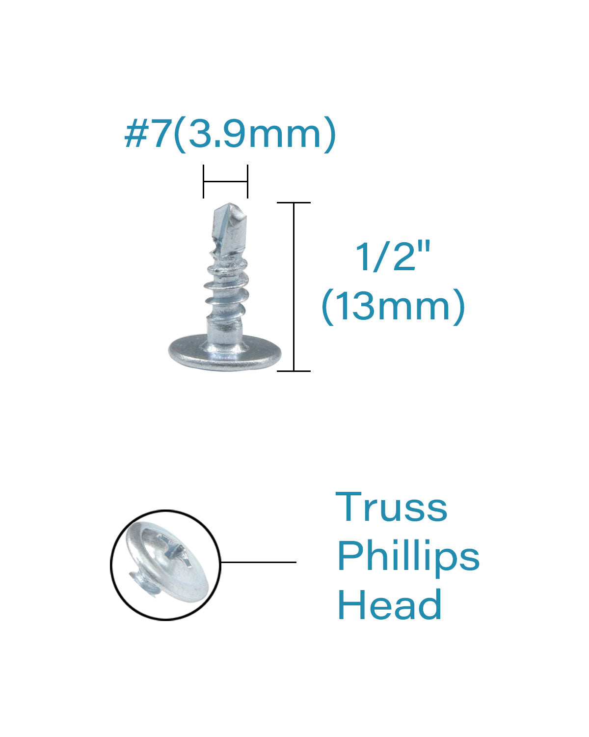 IMScrews 50pcs #7 x 1/2" Self Drilling Truss Head Screws Standard Thread Wood Work MDF Zinc