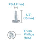 IMScrews 50pcs #8 x 1/2" Truss Head Screws Self Drilling Sheet Metal Screws Zinc Plated Modified Truss Head Self Driller