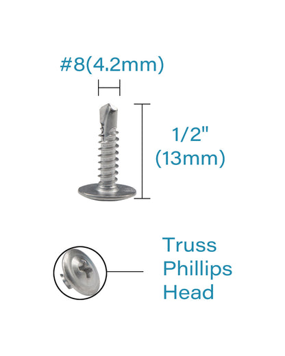 IMScrews 100pcs #8 x 1/2" Self Drilling Truss Head Screws Standard Thread Wood Work MDF 410 Stainless Steel