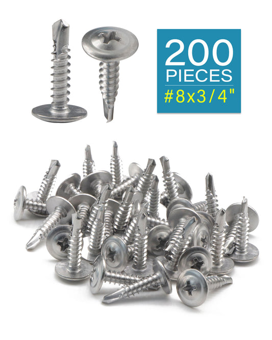 IMScrews 200pcs #8 x 3/4" Self Drilling Truss Head Screws Standard Thread Wood Work MDF 410 Stainless Steel