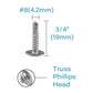 IMScrews 100pcs #8 x 3/4" Self Drilling Truss Head Screws Standard Thread Wood Work MDF 410 Stainless Steel