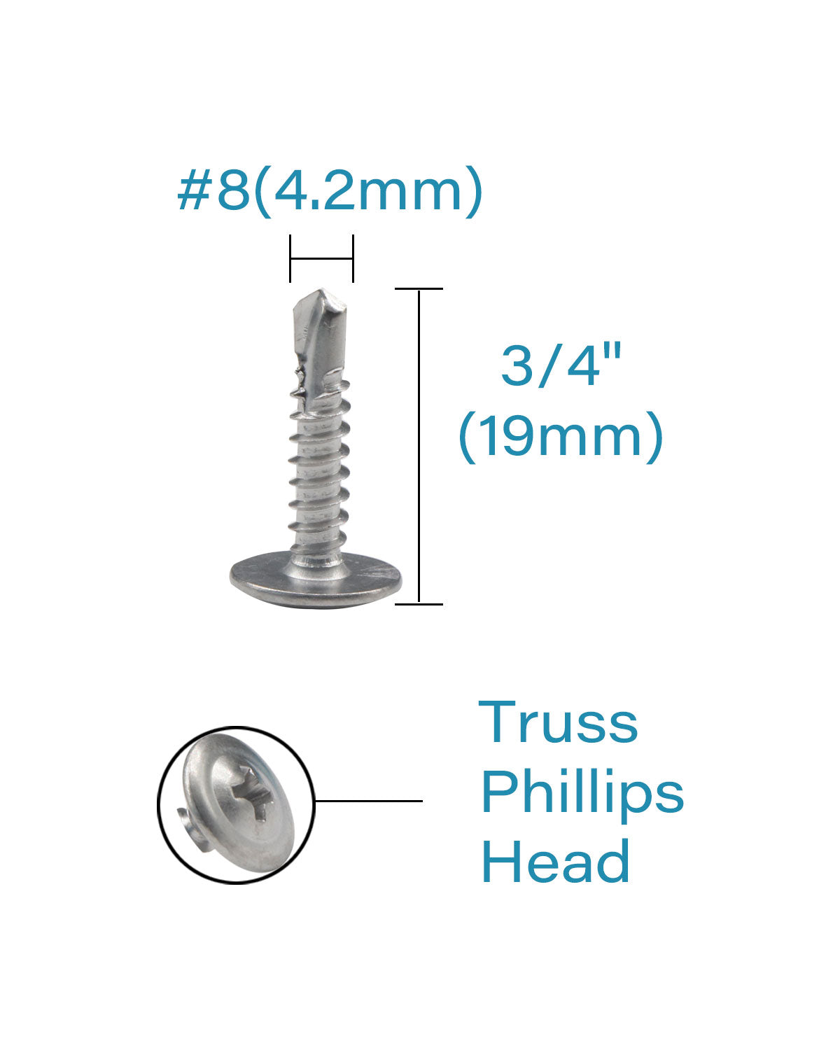 IMScrews, 50 шт. #8 x 3/4 дюйма, самосверлящие винты с ферменной головкой, стандартная резьба, работа по дереву, МДФ 410, нержавеющая сталь
