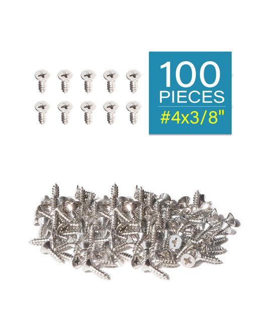 IMScrews 100 шт. #4 x 3/8 дюйма (9,5 мм) шурупы Phillips с плоской головкой из нержавеющей стали 18-8 (304) саморезы из нержавеющей стали с потайной головкой
