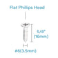 IMScrews 200 шт. #6 x 5/8" (16 мм) шурупы по дереву Phillips с плоской головкой из нержавеющей стали 18-8 (304) саморезы из нержавеющей стали с потайной головкой