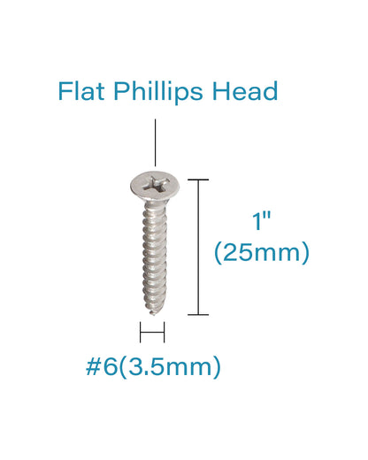 IMScrews 100 шт. #6 x 1 дюйм (25 мм) шурупы по дереву Phillips с плоской головкой из нержавеющей стали 18-8 (304) саморезы из нержавеющей стали с потайной головкой