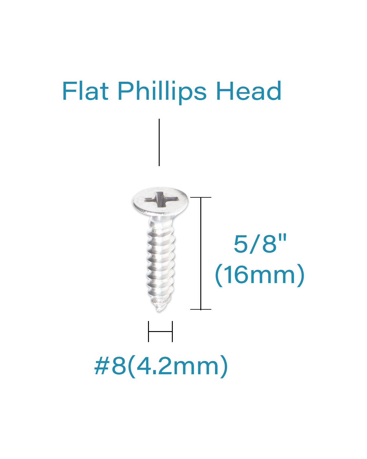 IMScrews 100pcs #8 x 5/8" (16mm) Stainless Flat Head Phillips Wood Screws 18-8 (304) Stainless Steel Countersunk Self Tapping Screws
