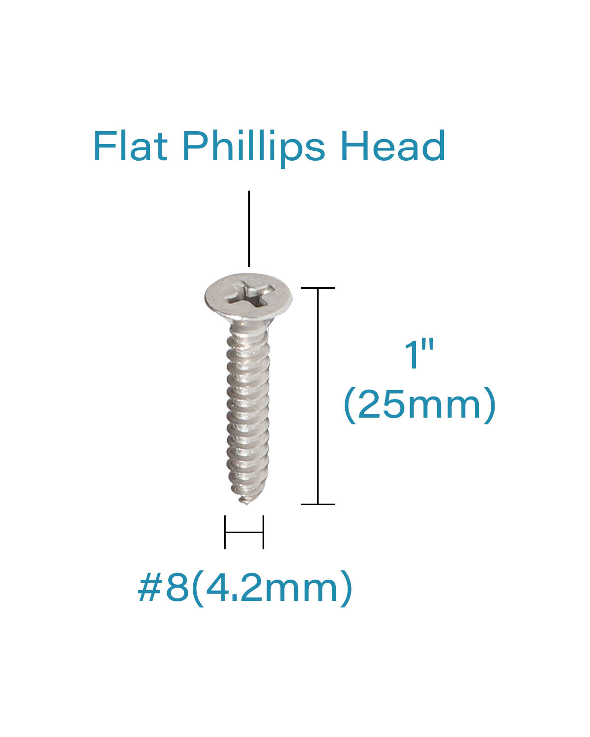 #8 x 1 Inch Wood Screws, Stainless Steel 304 Self Tapping Screws 50pcs, Flat Head Phillips Screws Sheet Metal Countersunk Exterior Screw for Indoor and Outdoor Wooden Working by IMSCREWS