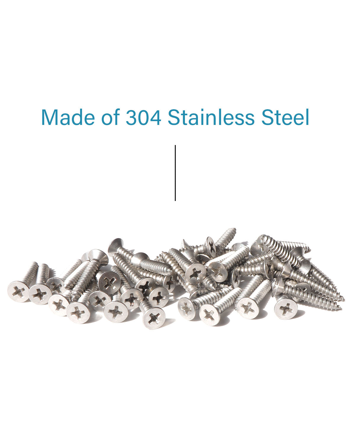 #8 x 1 Inch Wood Screws, Stainless Steel 304 Self Tapping Screws 50pcs, Flat Head Phillips Screws Sheet Metal Countersunk Exterior Screw for Indoor and Outdoor Wooden Working by IMSCREWS
