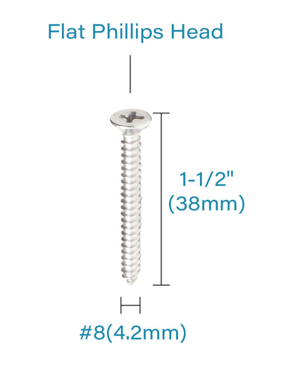 IMScrews 25pcs #8 x 1-1/2" (38mm) Stainless Flat Head Phillips Wood Screws 18-8 (304) Stainless Steel Countersunk Self Tapping Screws